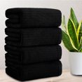 Jessy Home XL Extra Large Quick Dry 4 Pack Black Stripe Bath Towels Set ...