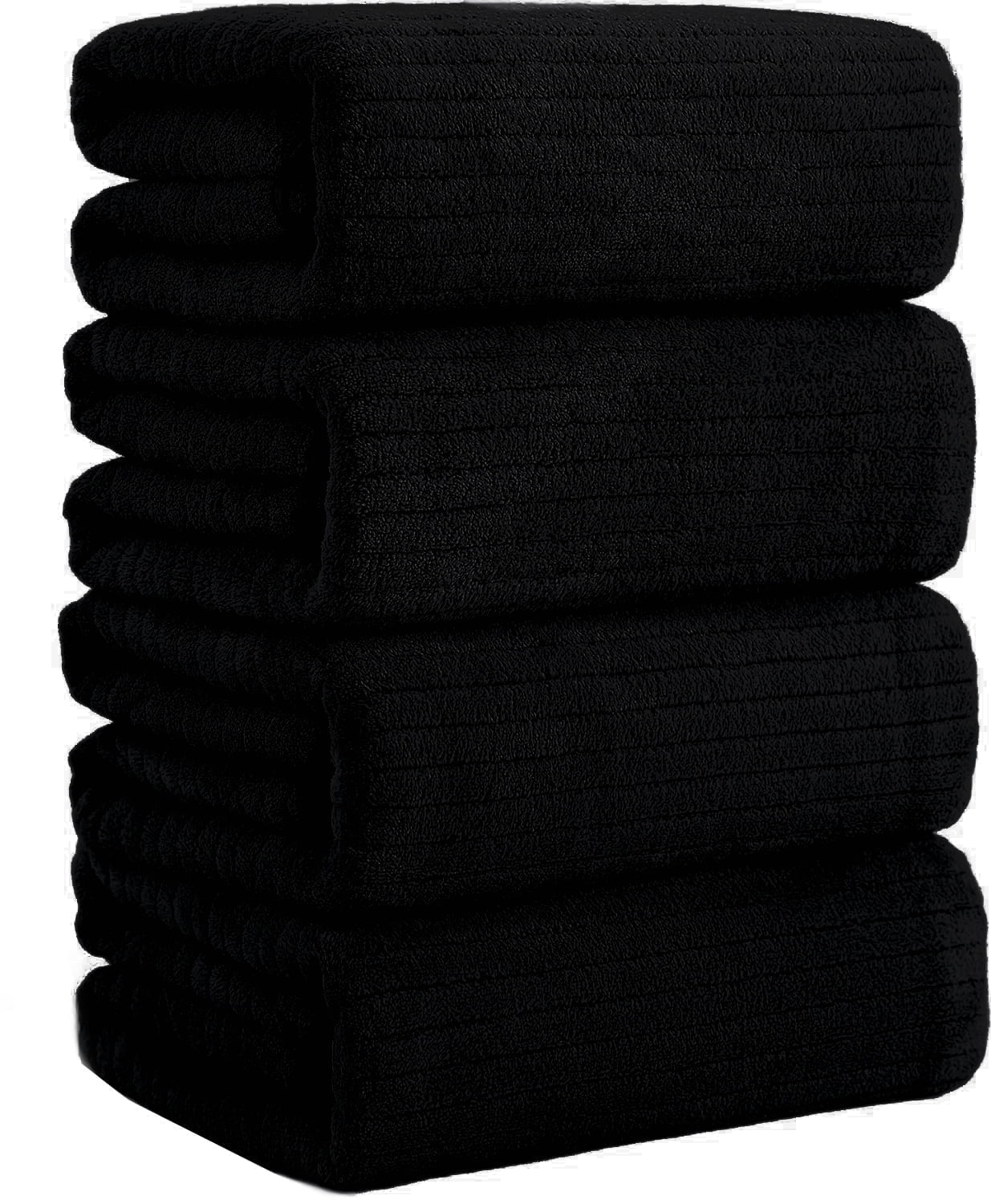 Jessy Home 4 Pack Black Stripe Large Bath Towels Set Oversized Microfiber Bath Sheet Soft Towel Set