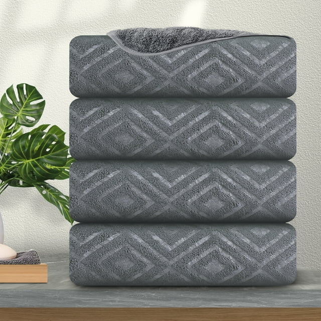 Jessy Home 4 Pack Dark Gray Oversized Bath Towels 35"x70"600 GSM Soft