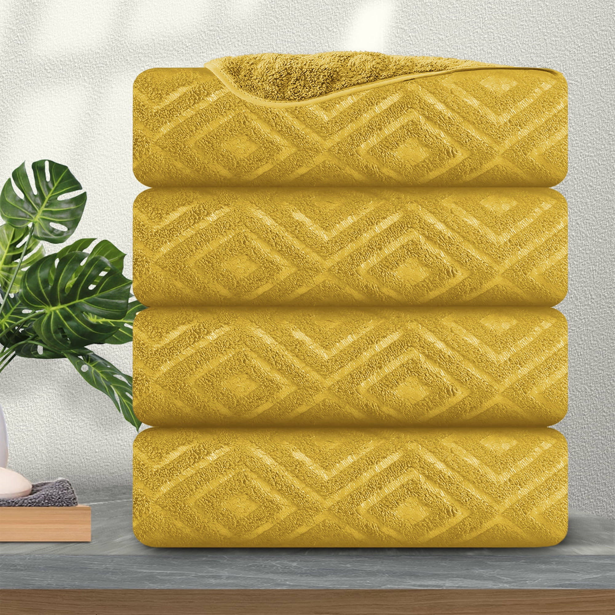 Jessy Home 4 Pack Dark Yellow Oversized Bath Towels 35"x70"-600 GSM Soft Extra Large Bath Towel Set - Walmart.com