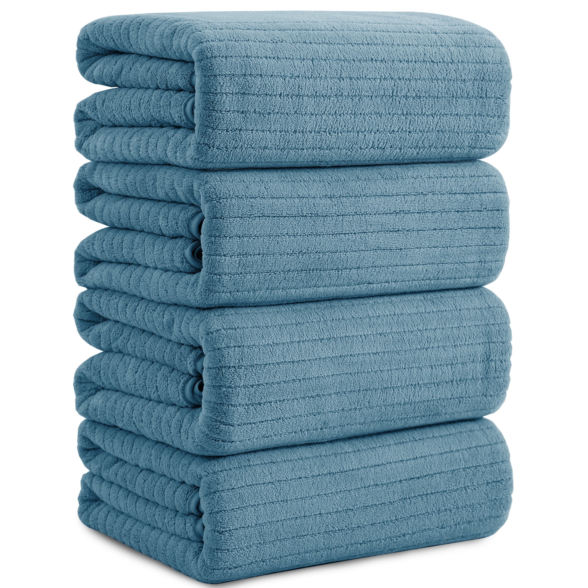 Jessy Home 4 Pack Green Pine Stripe Large Microfiber Bath Towels Set Oversized Bath Sheet Soft Towel Set