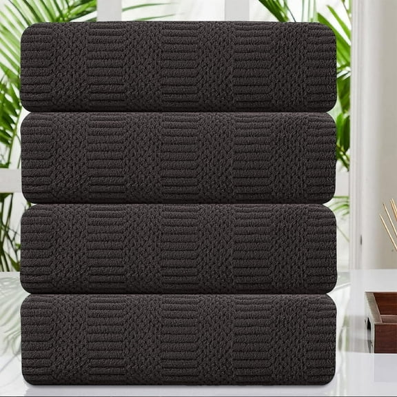 Jessy Home 4 Pack Large Bath Towel Set 600 GSM Ultra Soft Oversized Dark Brown Towel Set 35"x70" Extra Large Bath Sheets