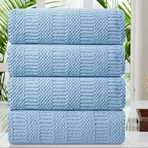 Jessy Home 4 Pack Large Bath Towel Set 600 GSM Ultra Soft Oversized Blue Towel Set 35"x70" Extra Large Bath Sheets