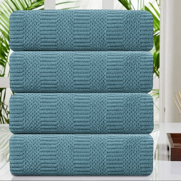 Jessy Home 4 Pack Large Bath Towel Set 600 GSM Ultra Soft Oversized Green Pine Towel Set 35"x70" Extra Large Bath Sheets