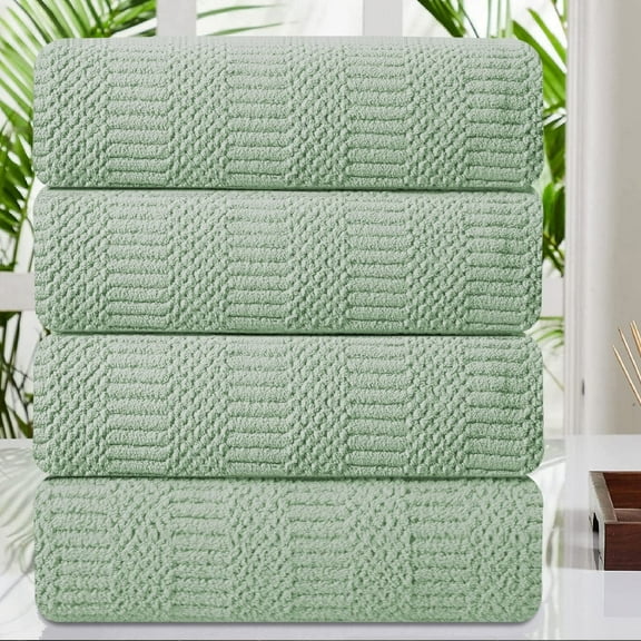 Jessy Home 4 Pack Large Bath Towel Set 600 GSM Ultra Soft Oversized Light Green Towel Set 35"x70" Extra Large Bath Sheets