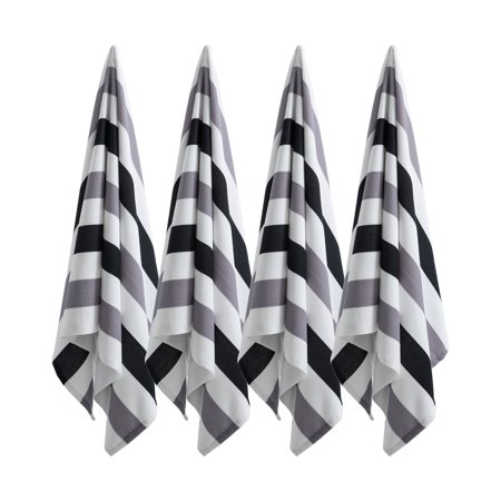 Jessy Home 4 Pack Large Oversized Beach Towels Set 30"*60" Cabana Stripe Pool Towel Gray Black Beach Sheet Towel