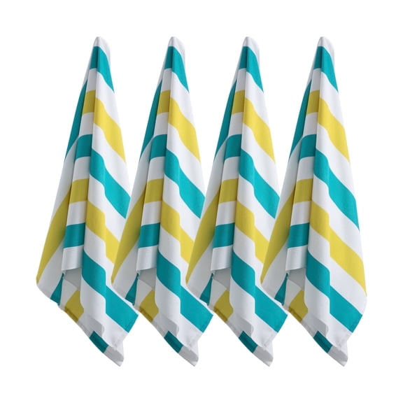Jessy Home 4 Pack Large Oversized Beach Towels Set 30"*60" Cabana Stripe Pool Towel Green Yellow Beach Sheet Towel