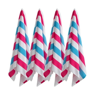 Jessy Home 4 Pack Large Oversized Beach Towels Set 30"*60" Cabana Stripe Pool Towel Pink Blue Beach Sheet Towel