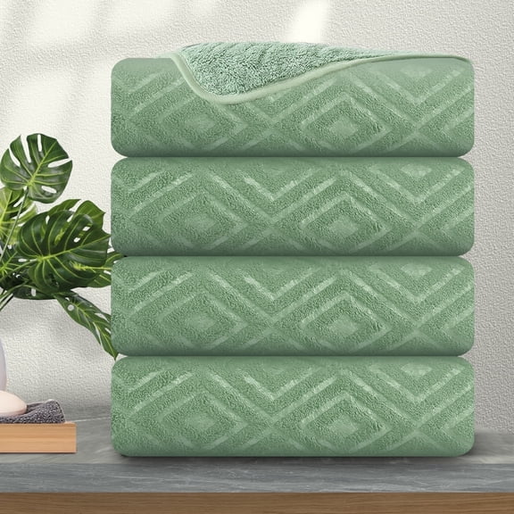 Jessy Home 4 Pack Bath Towels Light Green Oversized Bath Sheet 35"x70"-600 GSM Soft Extra Large Towel Set
