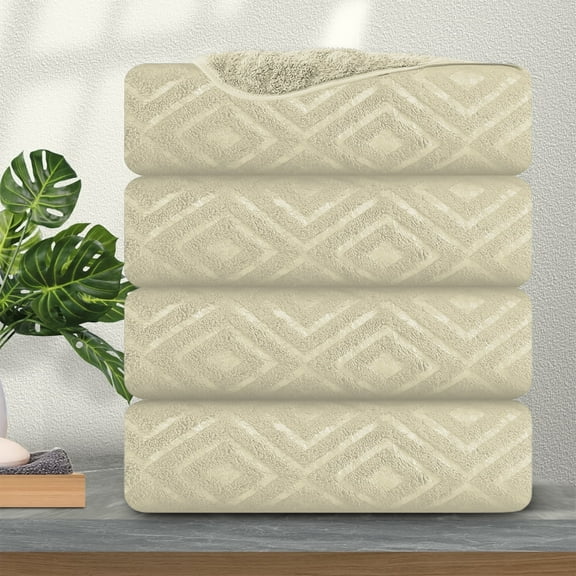 Jessy Home 4 Pack Bath Towels Light Tan Oversized Bath Sheet 35"x70"-600 GSM Soft Extra Large Bath Towel Set