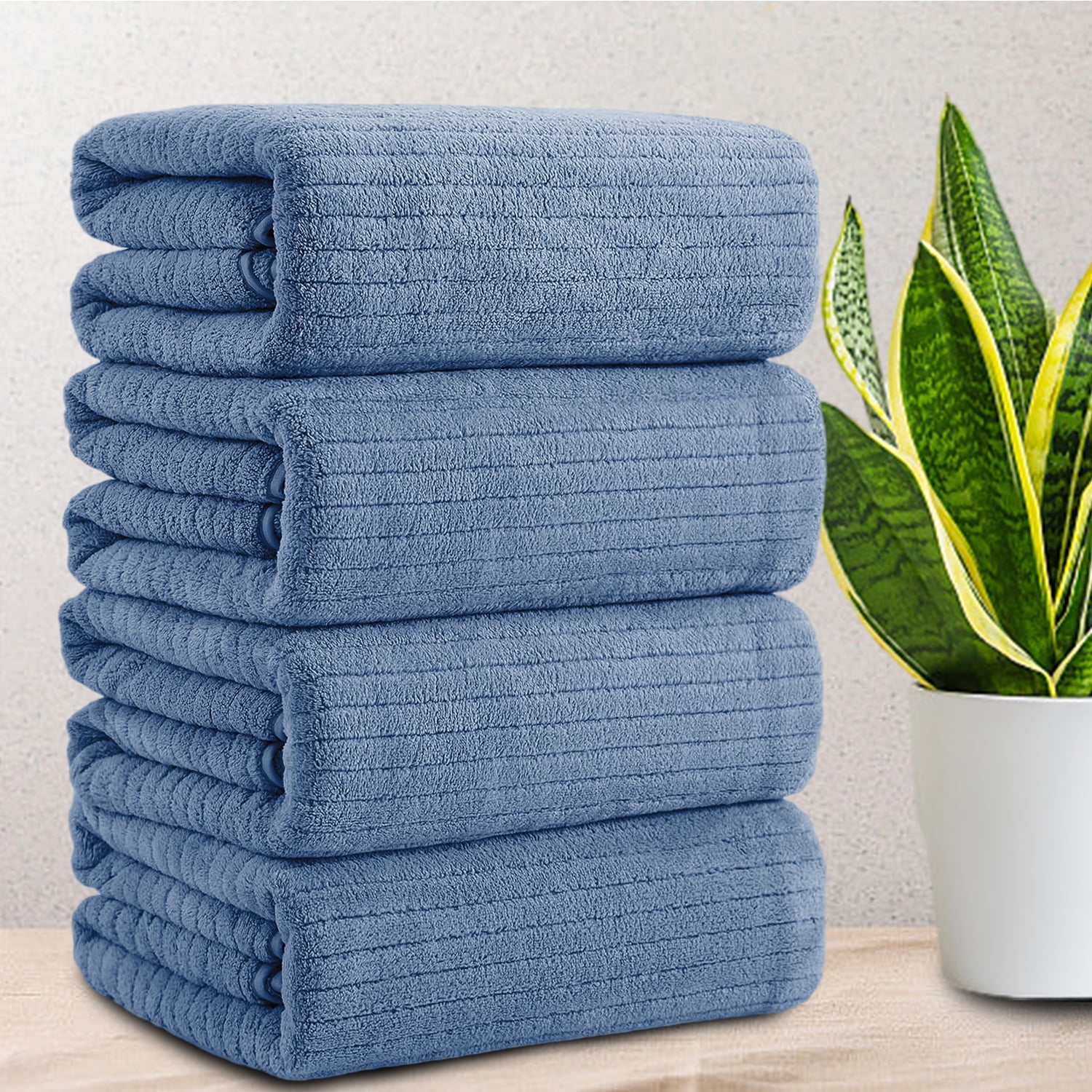 Jessy Home 4 Pack Orchid Stripe Large Bath Towels Set Oversized Bath Sheet Soft Towel Set ...