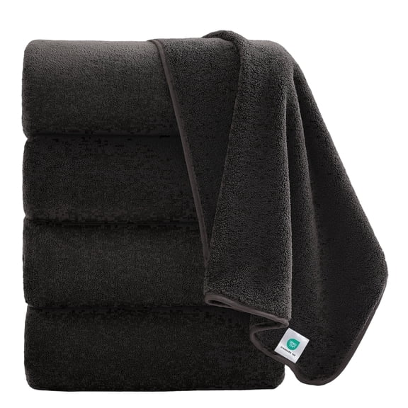 Jessy Home 4 Pack Oversized Bath Sheet Towels 700 GSM Ultra Soft Black Bath Towel Set