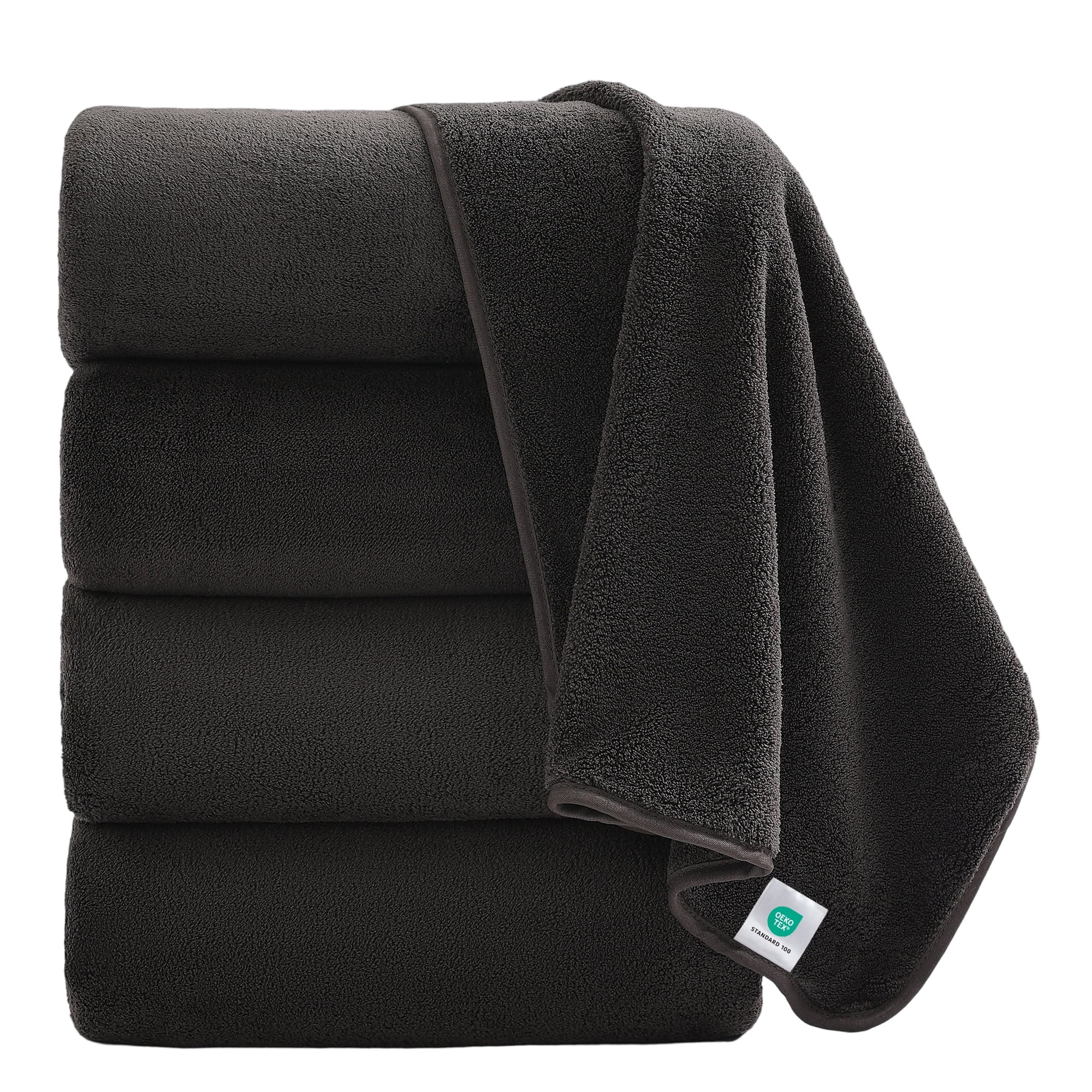 Jessy Home 4 Pack Oversized Bath Sheet Towels 700 GSM Ultra Soft Black Bath Towel Set