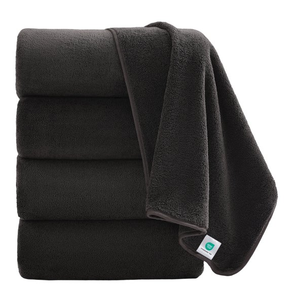 Jessy Home 4 Pack Oversized Bath Sheet Towels 700 GSM Ultra Soft Black Bath Towel Set