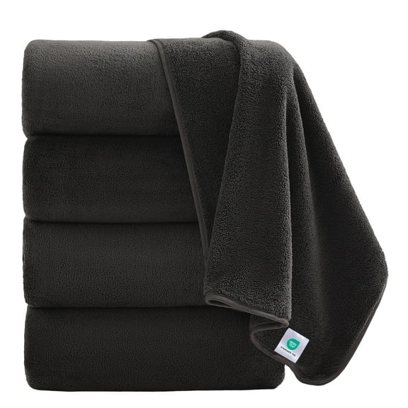 Jessy Home 4 Pack Oversized Bath Sheet Towels 700 GSM Ultra Soft Black Brown Bath Towel Set