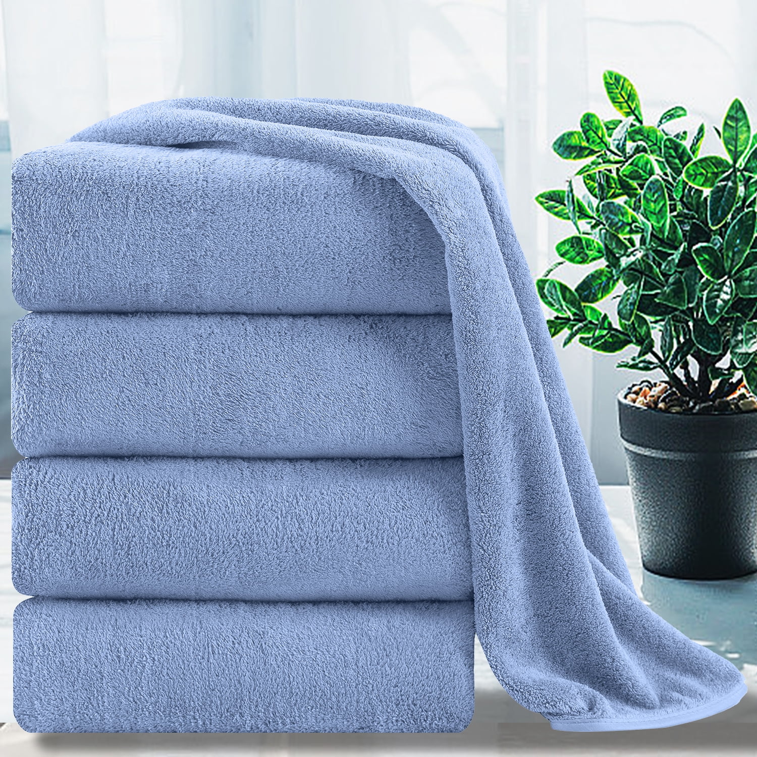 Extra Large Oversized Vibrant Sea Blue Towel Set - Highly