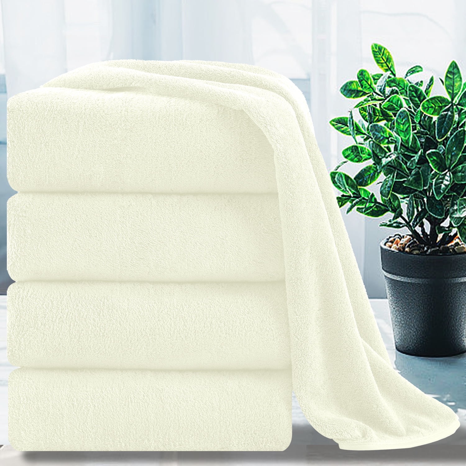 Smuge 2 Pack Oversized Bath Sheet Towels (35 x 70 in,Cream) 700