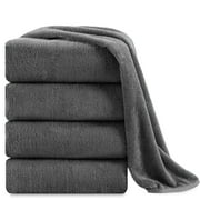 Jessy Home 4 Pack Oversized Bath Sheet Towels 700 GSM Ultra Soft Dark Gray Bath Towel Set