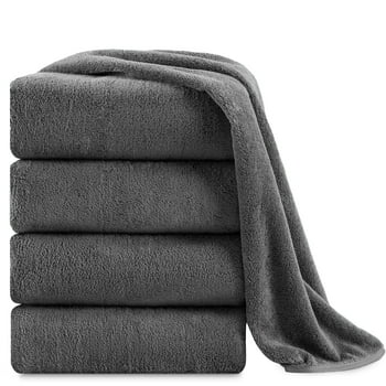 Jessy Home 4 Pack Oversized Bath Sheet Towels 700 GSM Ultra Soft Dark Gray Bath Towel Set