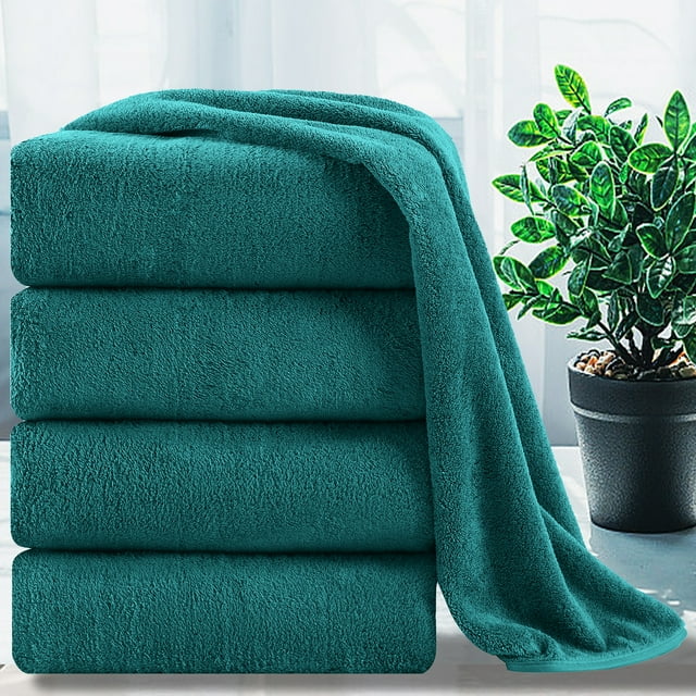 Jessy Home 4 Pack Oversized Bath Sheet Towels 700 GSM Ultra Soft Dark Green Bath Towel Set