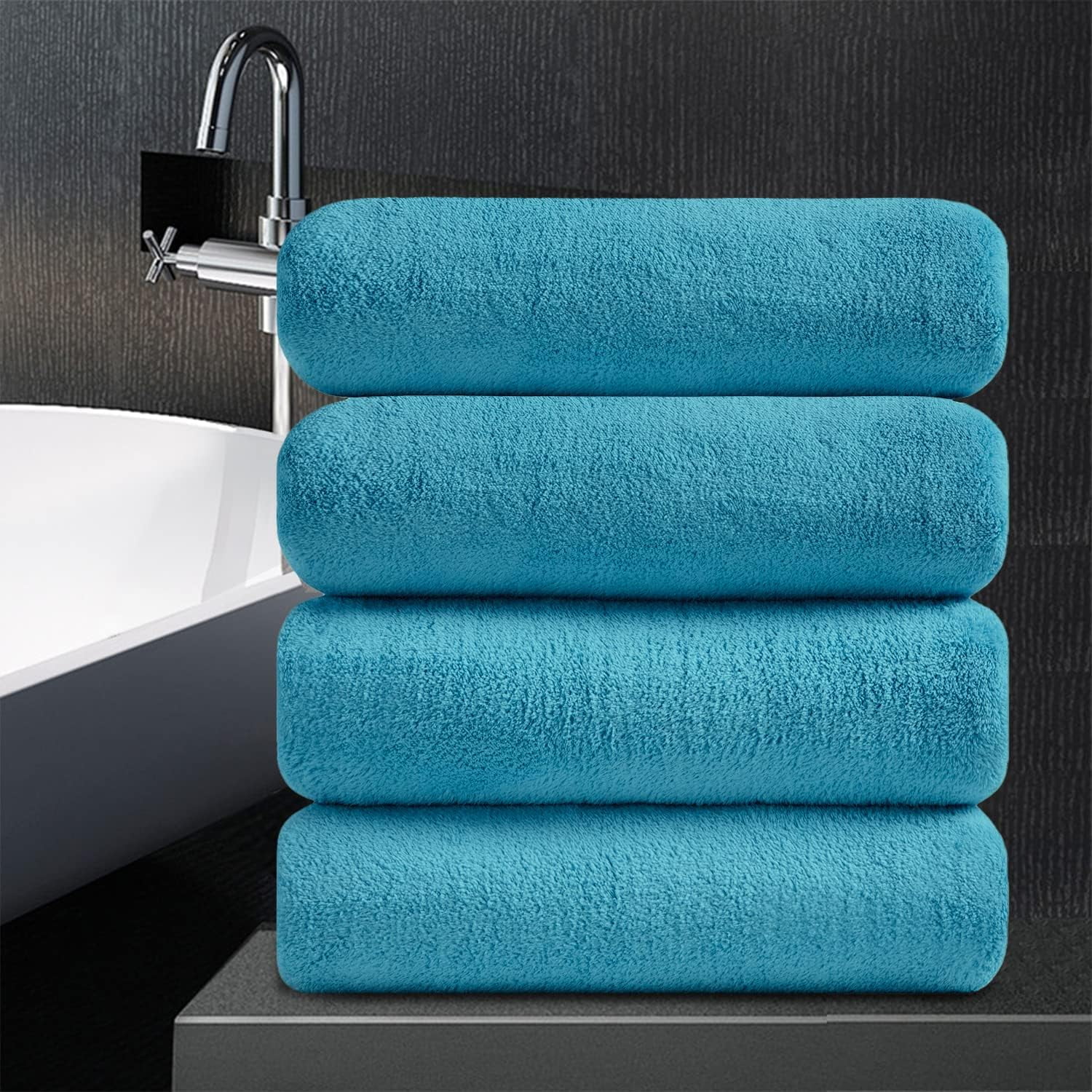Jessy Home 4 Pack Oversized Bath Sheet Towels 700 GSM Ultra Soft Green Pine Bath Towel Set