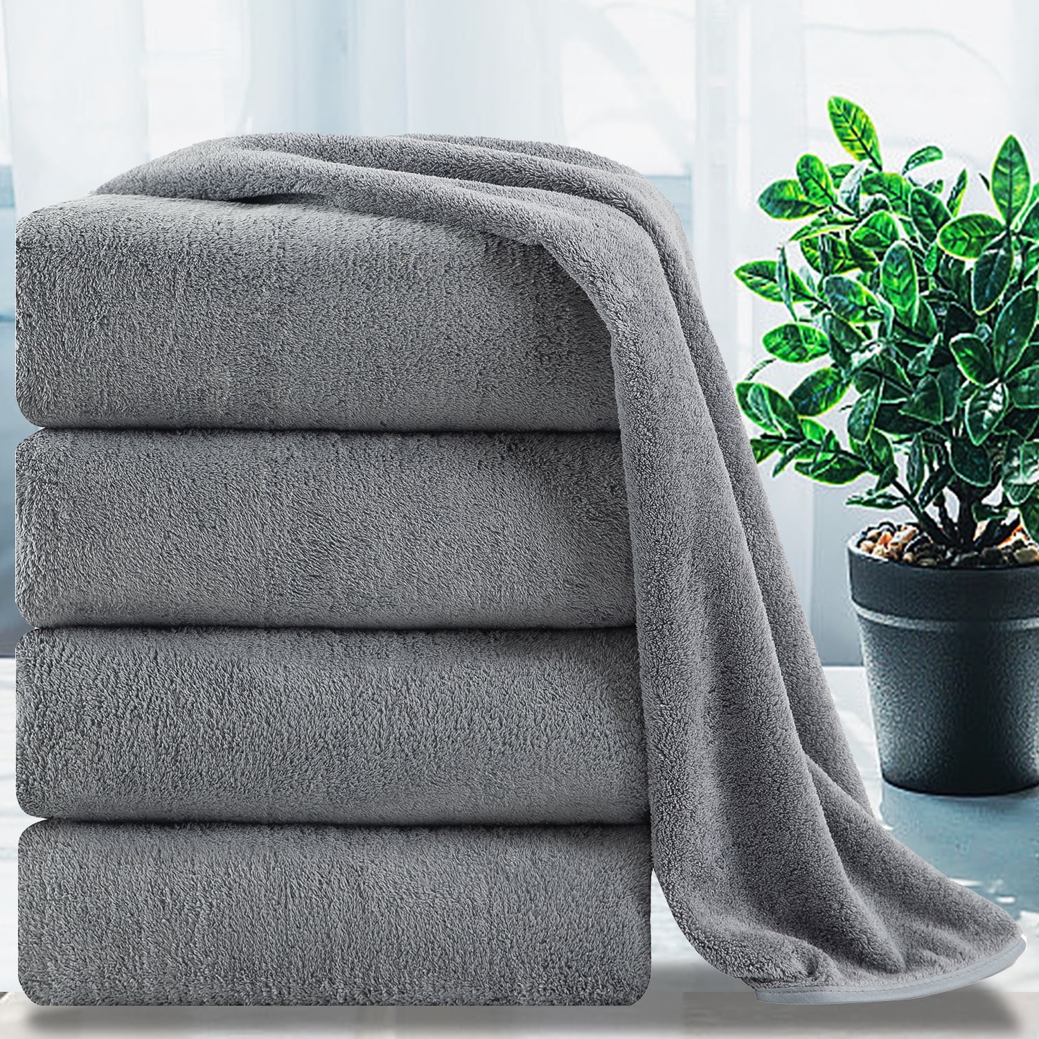 Jessy Home 4 Pack Oversized Jumbo XL Bath Sheet Towels, Large Size, 700