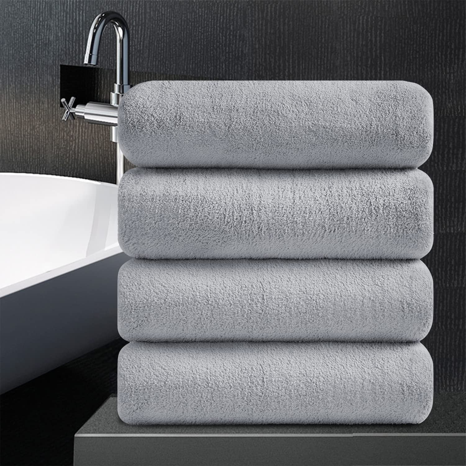 Jessy Home 4 Pack Oversized Bath Sheet Towels 700 GSM Ultra Soft Light