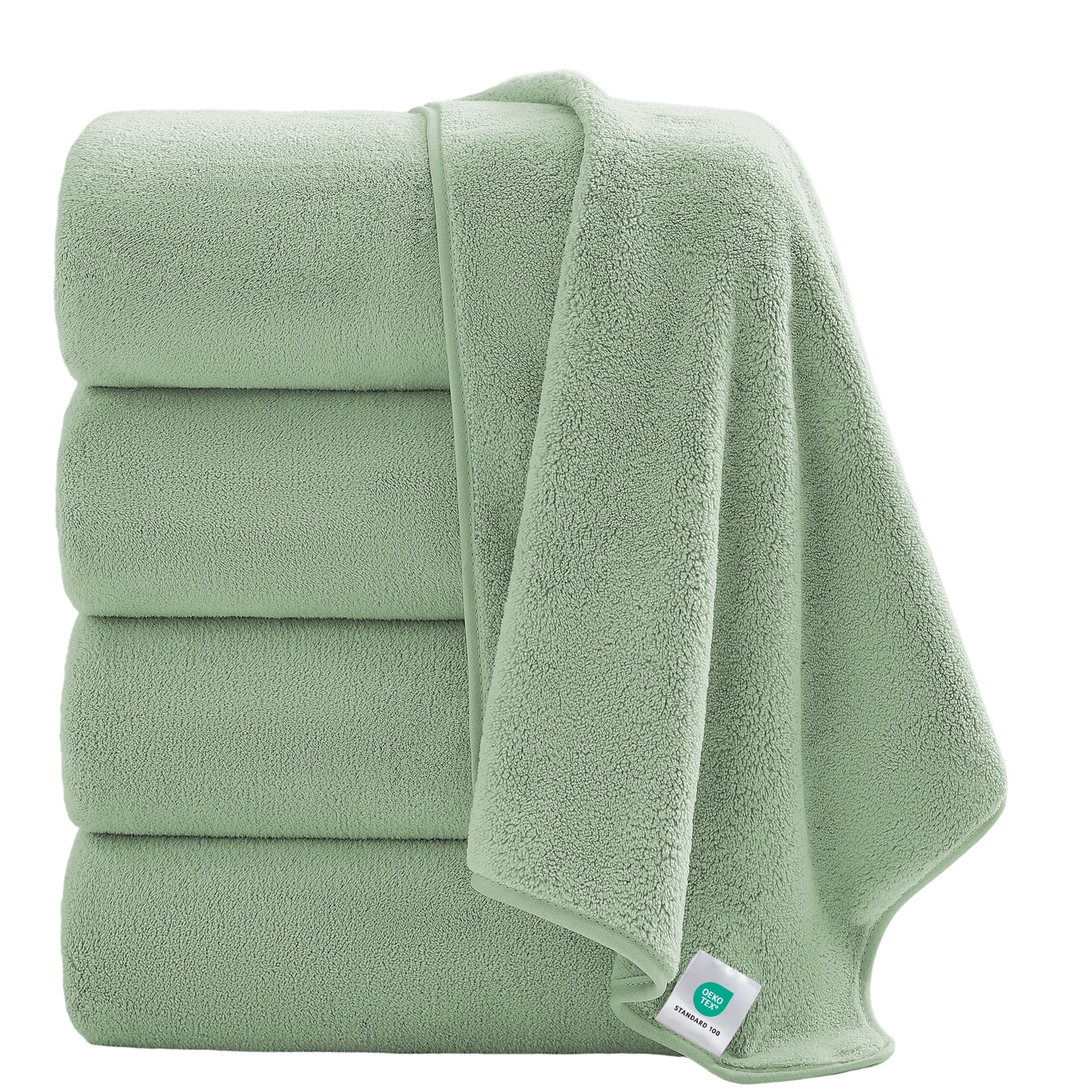 Jessy Home 4 Pack Oversized Bath Sheet Towels 700 GSM Ultra Soft Light Green Bath Towel Set