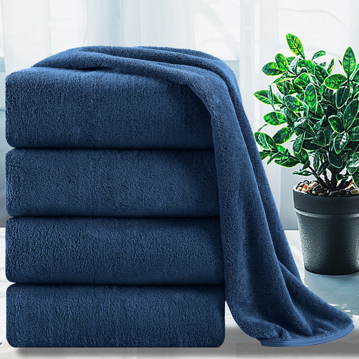 Jessy Home Navy Blue Bath Towel set of 8, 2 Oversized Bath Towels, 2 Hand  Towels, 4 Washcloths-600 GSM Soft Towel Set