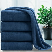 Jessy Home 4 Pack Oversized Bath Sheet Towels 700 GSM Ultra Soft Navy Blue Bath Towel Set