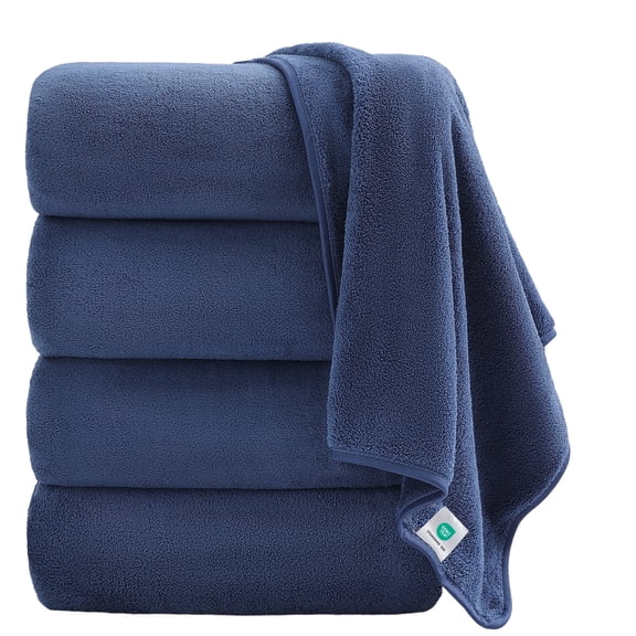Jessy Home 4 Pack Oversized Bath Sheet Towels 700 GSM Ultra Soft Navy Blue Bath Towel Set