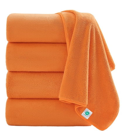Jessy Home 4 Pack Oversized Bath Sheet Towels 700 GSM Ultra Soft Orange Red Bath Towel Set