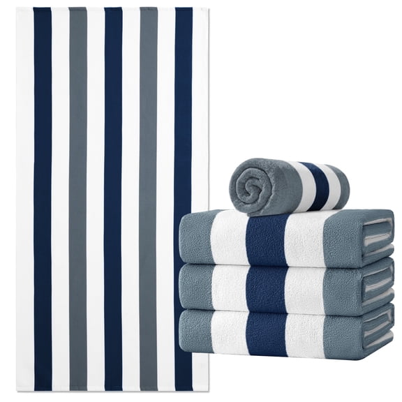 Jessy Home 4 Pack Stripe Beach Towel Sets, 30"x60" Quick-dry Sand-resistant Lightweight Soft Beach Towel for Travel, Gym