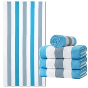 Jessy Home 4 Pack Stripe Beach Towel Sets, 30"x60" Quick-dry Sand-resistant Lightweight Soft Beach Towel for Travel, Gym