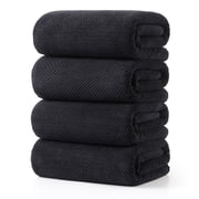 Jessy Home 4 Pack Towel Set Oversized Bath Sheet Towels 600 GSM Ultra Soft Black Bath Towels