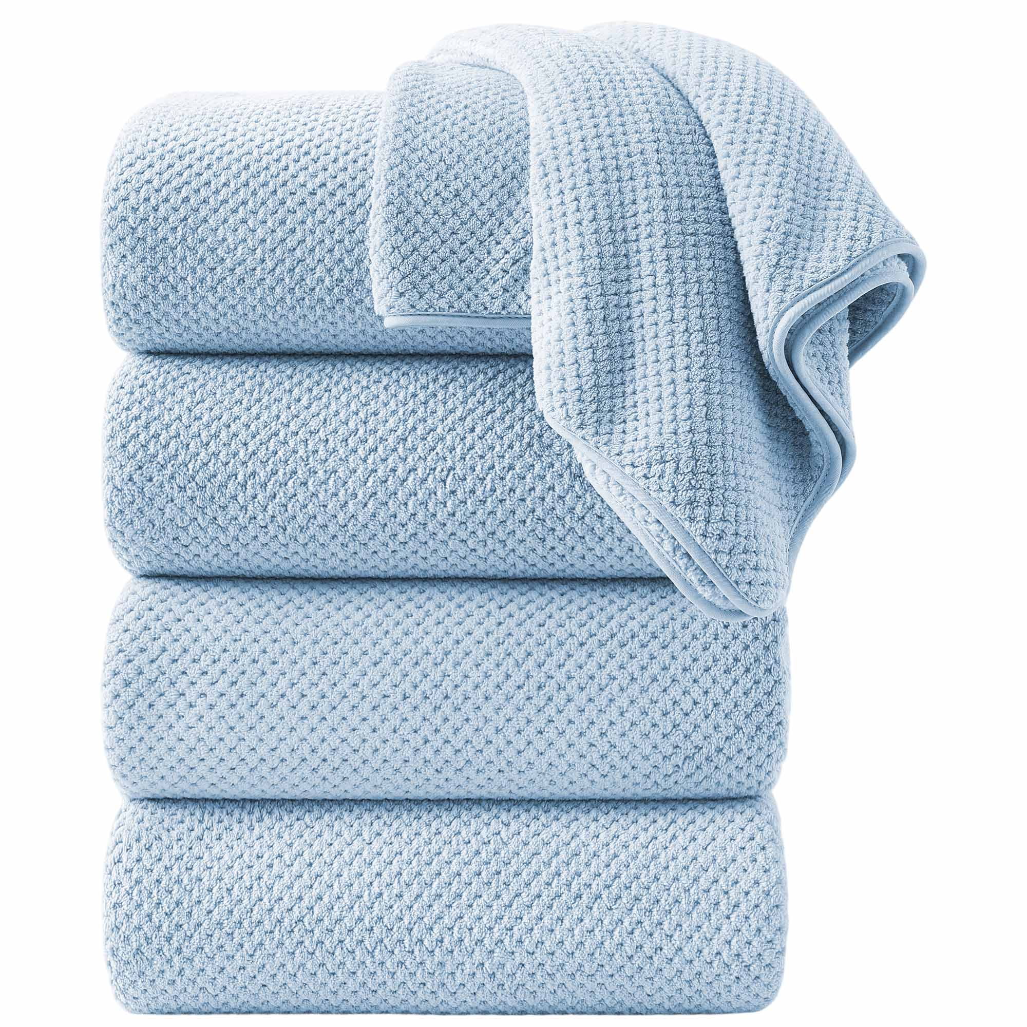 Jessy Home 4 Pack Towel Set Oversized Bath Sheet Towels 600 GSM Ultra Soft Blue Bath Towels