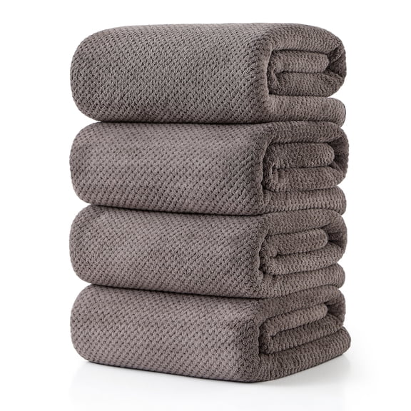 Jessy Home 4 Pack Towel Set Oversized Bath Sheet Towels 600 GSM Ultra Soft Brown Bath Towels
