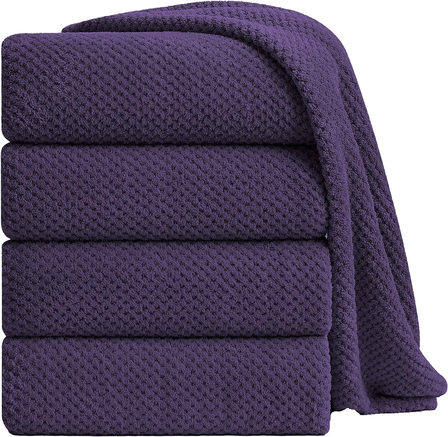 Jessy Home 4 Pack Towel Set Oversized Bath Sheet Towels 600 GSM Ultra Soft Dark Purple Bath Towels