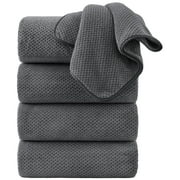 Jessy Home 4 Pack Towel Set Oversized Bath Sheet Towels 600 GSM Ultra Soft Dark Gray Bath Towels
