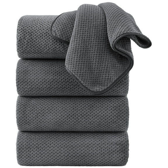 Jessy Home 4 Pack Towel Set Oversized Bath Sheet Towels 600 GSM Ultra Soft Dark Gray Bath Towels