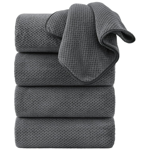 Jessy Home 4 Pack Towel Set Oversized Bath Sheet Towels 600 GSM Ultra Soft Dark Gray Bath Towels