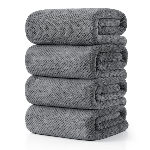Jessy Home 4 Pack Towel Set Oversized Bath Sheet Towels 600 GSM Ultra Soft Dark Gray Bath Towels