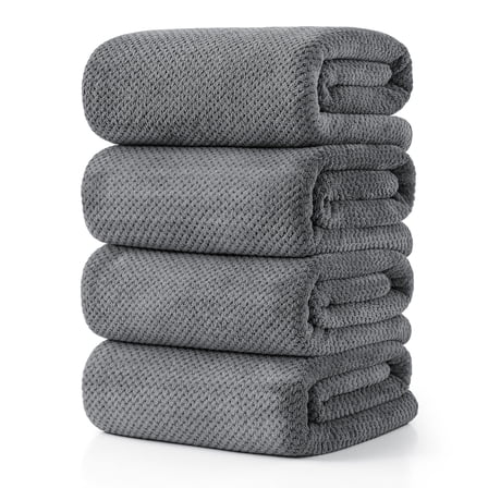 Jessy Home 4 Pack Towel Set Oversized Bath Sheet Towels 600 GSM Ultra Soft Dark Gray Bath Towels
