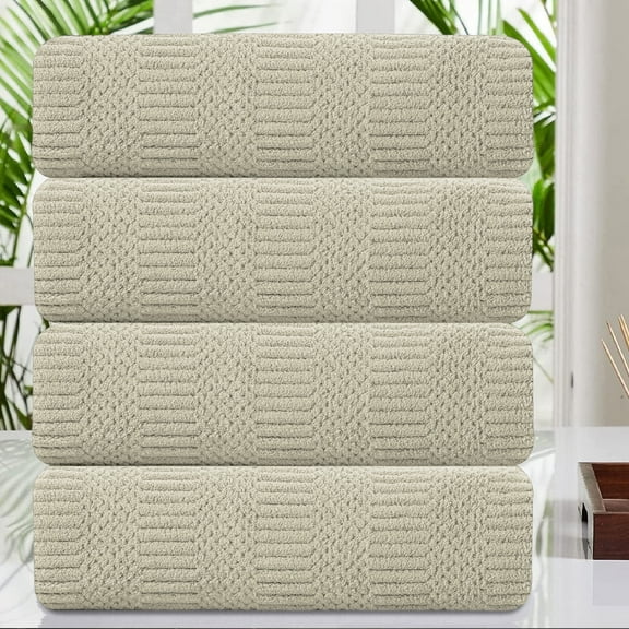 Jessy Home 4 Pack Towel Set Oversized Bath Sheet Towels 600 GSM Ultra Soft Camel Bath Towels