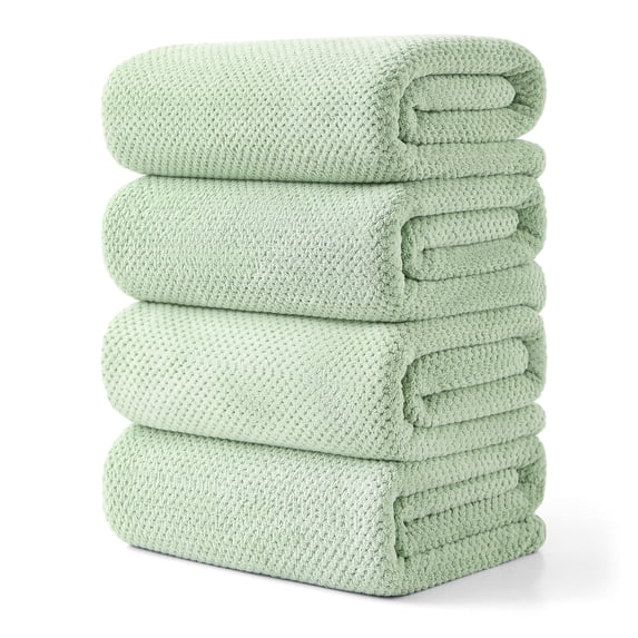 Jessy Home 4 Pack Towel Set Oversized Bath Sheet Towels 600 GSM Ultra Soft Pale Green Bath Towels