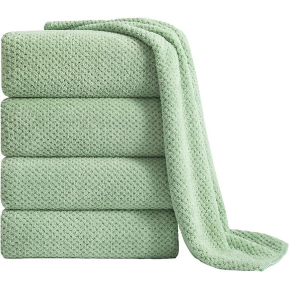 Jessy Home 4 Pack Towel Set Oversized Bath Sheet Towels 600 GSM Ultra Soft Pale Green Bath Towels