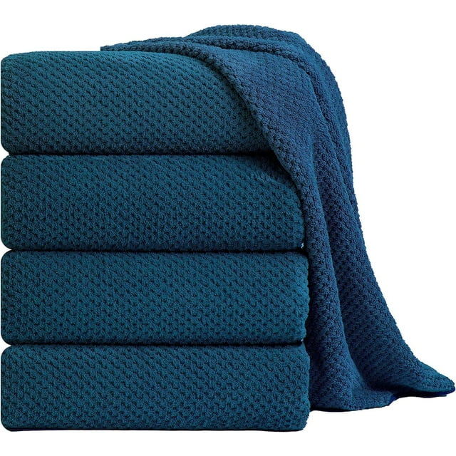 Jessy Home Extra Large 4 Pack Towel Sets, 600 GSM Ultra Soft Navy Blue Bath Sheet Towels