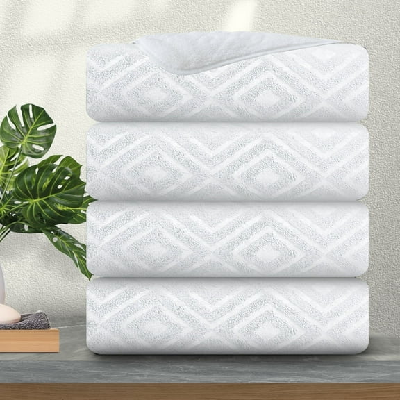 Jessy Home 4 Pack Bath Towels White Oversized Bath Sheet 35"x70"-600 GSM Soft Extra Large Bath Towel Set
