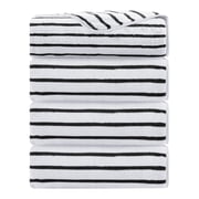 Jessy Home 4 Pack Black White Bicolor bar Stripe Large Bath Towels Set Oversized Bath Sheet Soft Towel Set