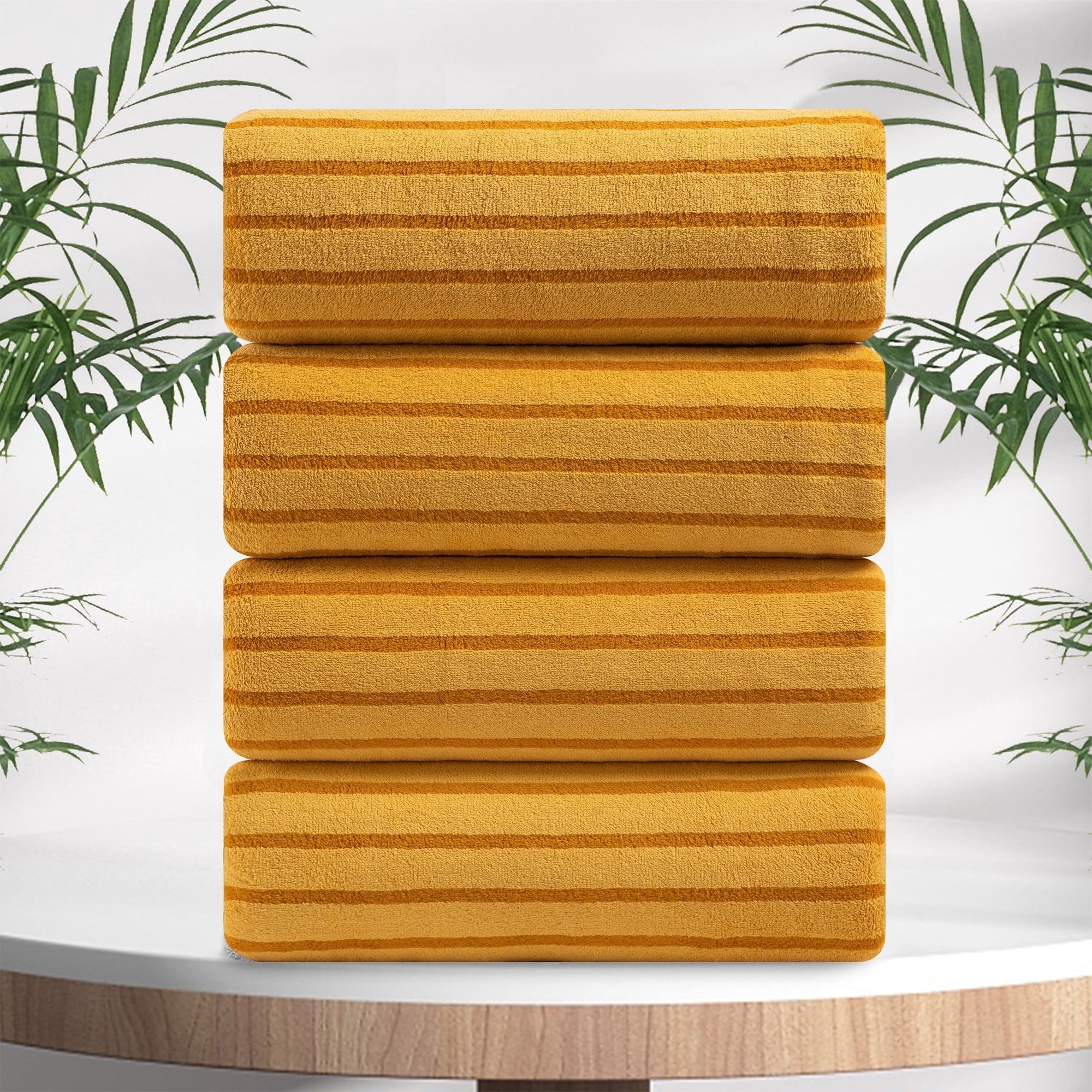 Jessy Home 4 Pcs XL Bath Towels Bicolor Bar Stripe Large Bath Towels ...